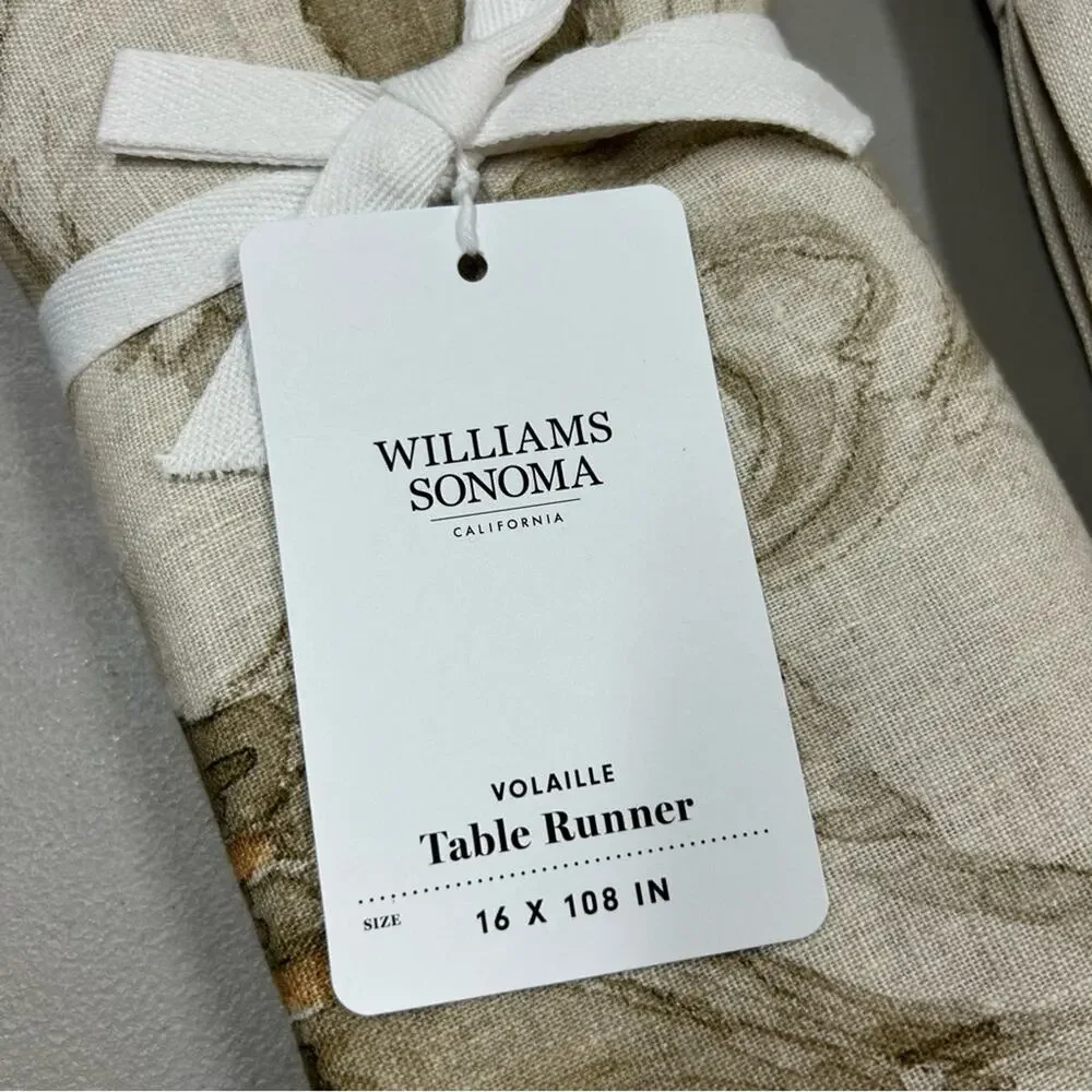 Williams Sonoma Volaille Table Runner 16 x 108 + 4 Napkins 100% Linen Ducks NWT